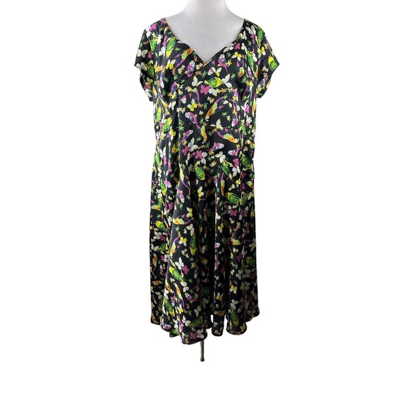 Eshakti Floral Butterfly Bird Dress V-Neck Cap Sleeve A-Line Plus Size 3X 26W - Picture 15 of 16